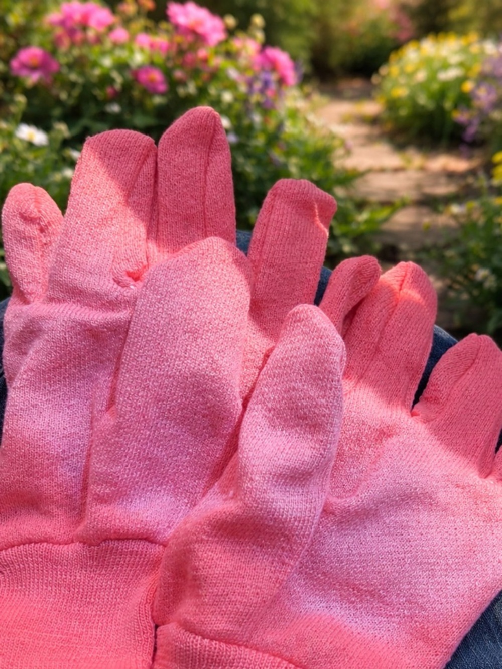Pink Cotton Gardening Gloves - Soft Lightweight Pair- 3 pair comes in a pack